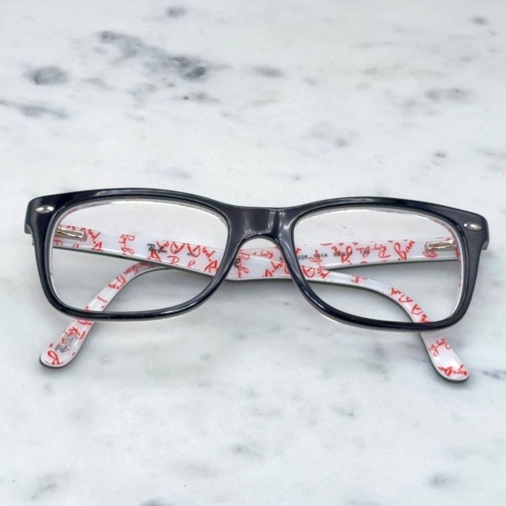 Ray-Ban RB5228 White Red Logo Print Black 5014 Eyeglass 50-17-140 FRAMES ONLY